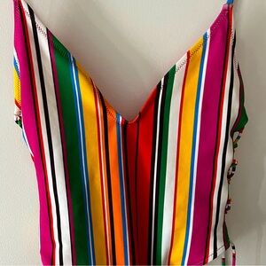 Zara Accessories striped cheeky one piece swimsuit size M